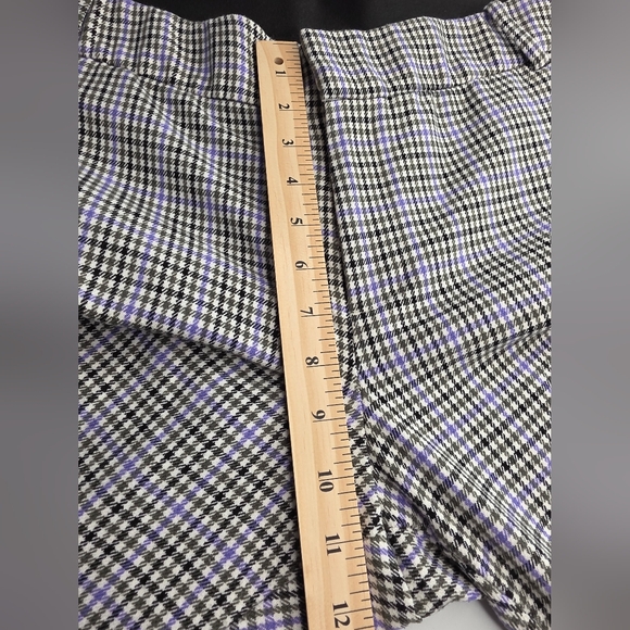 Ava & Viv Plaid Pants 18W Black White Purple Stretch Winter Fall Work Ca-2573 - Picture 8 of 12